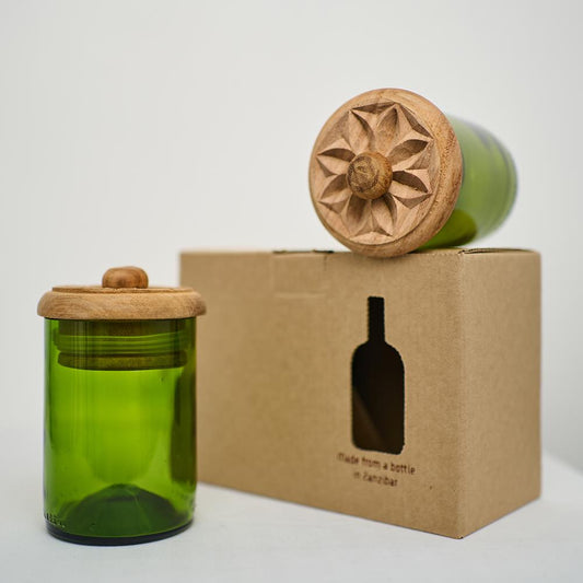 SET 2 BARATTOLI VETRO VERDE SCURO | COD HUBAQTZ0010801