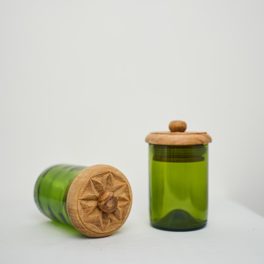 SET 2 BARATTOLI VETRO VERDE SCURO | COD HUBAQTZ0010801