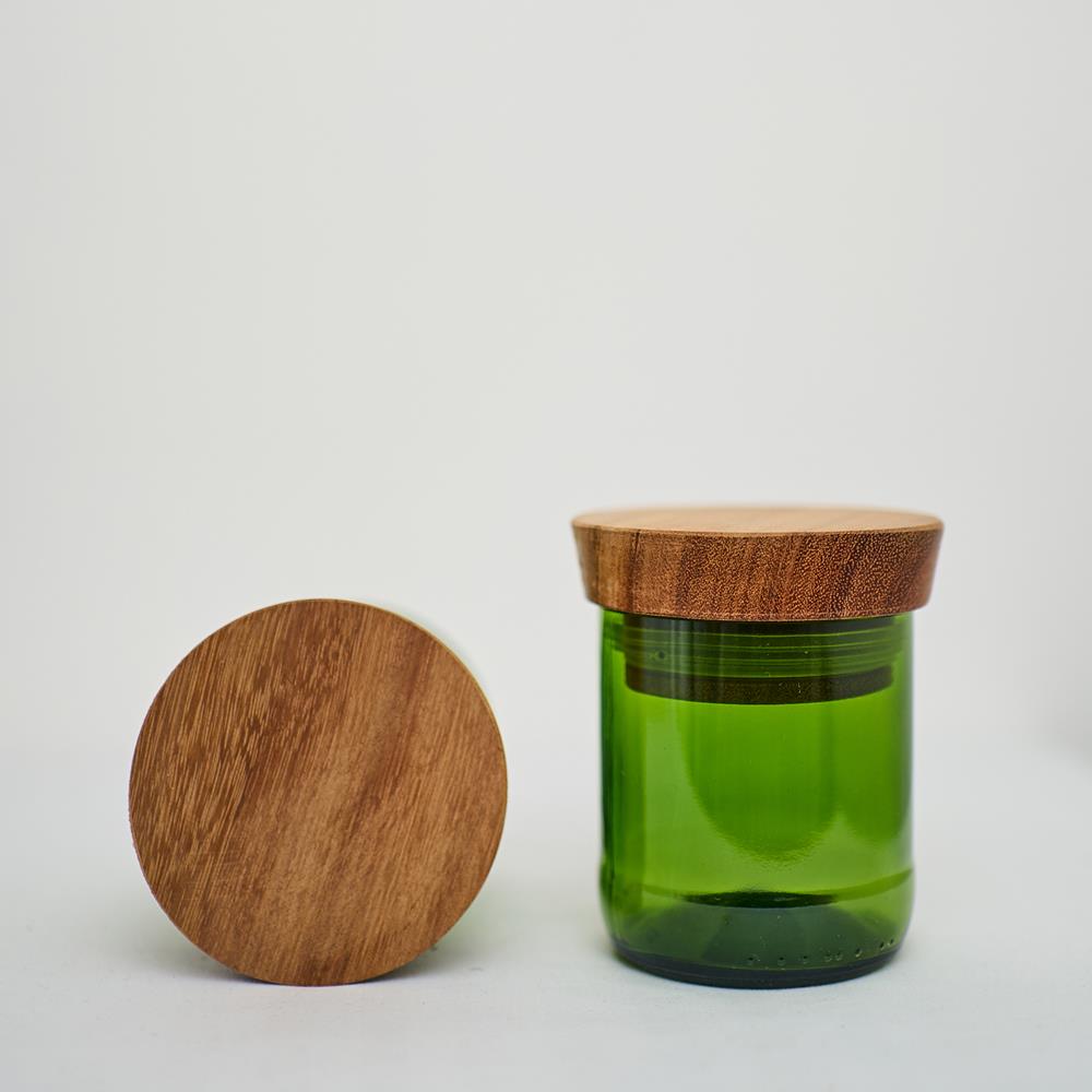 SET 2 BARATTOLI MDALASINI VETRO RICICLATO VERDE SCURO | COD HUBAQTZ0010806