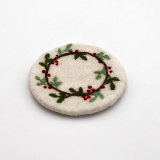 SOTTOBICCHIERE BIANCO GHIRLANDA NATALE FELTRO EQUOSOLIDALE NEPAL | HUBAQNP0021803