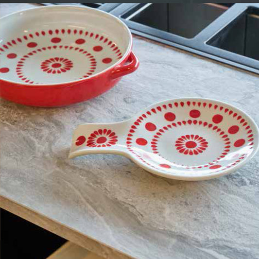 particolari Teglia ceramica rossa con manici | Pirofila artigianale