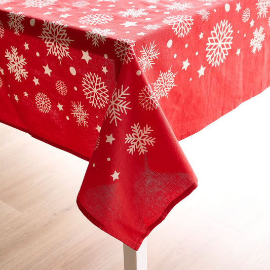 Tovaglia natalizia rossa in cotone indiano 228×150 cm