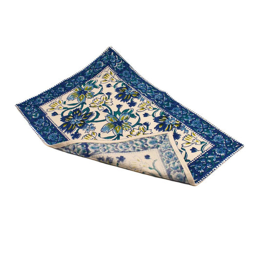 Fronte e retro Tovaglietta Jaipur Bouquet in cotone stampata a mano – Block Print India