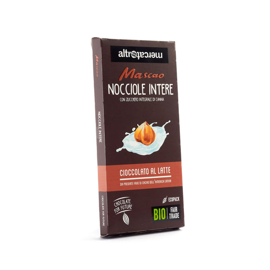CIOCCOLATO MASCAO AL LATTE CON NOCCIOLE INTERE - BIO | COD. 453 | 100 g