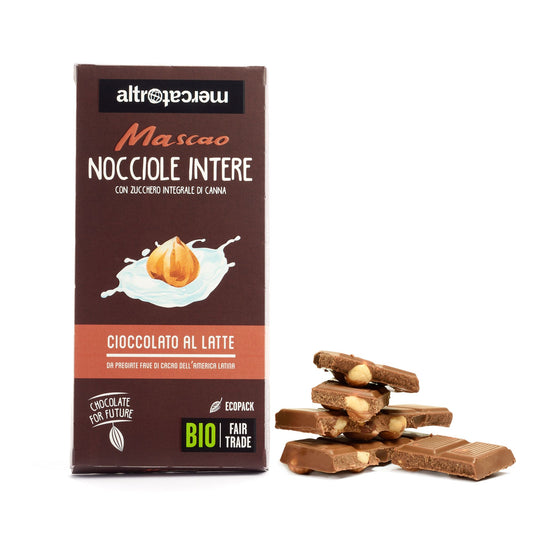 CIOCCOLATO MASCAO AL LATTE CON NOCCIOLE INTERE - BIO | COD. 453 | 100 g