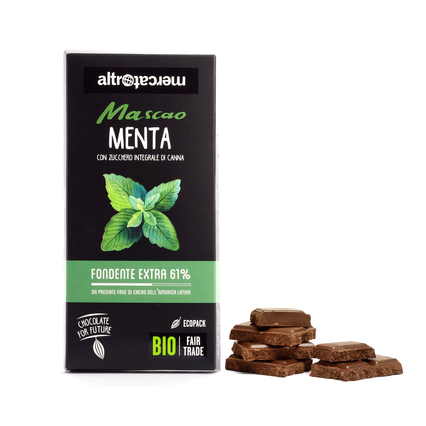 CIOCCOLATO MASCAO FONDENTE EXTRA ALLA MENTA - BIO | COD. 456 | 100 g