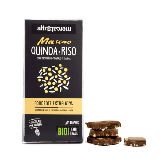 CIOCCOLATO MASCAO FONDENTE EXTRA CON QUINOA E RISO - BIO | COD. 457 | 100 g