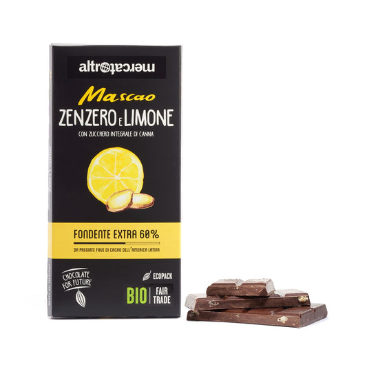 CIOCCOLATO MASCAO FONDENTE ALLO ZENZERO E LIMONE - BIO | COD.5407 | 80 g