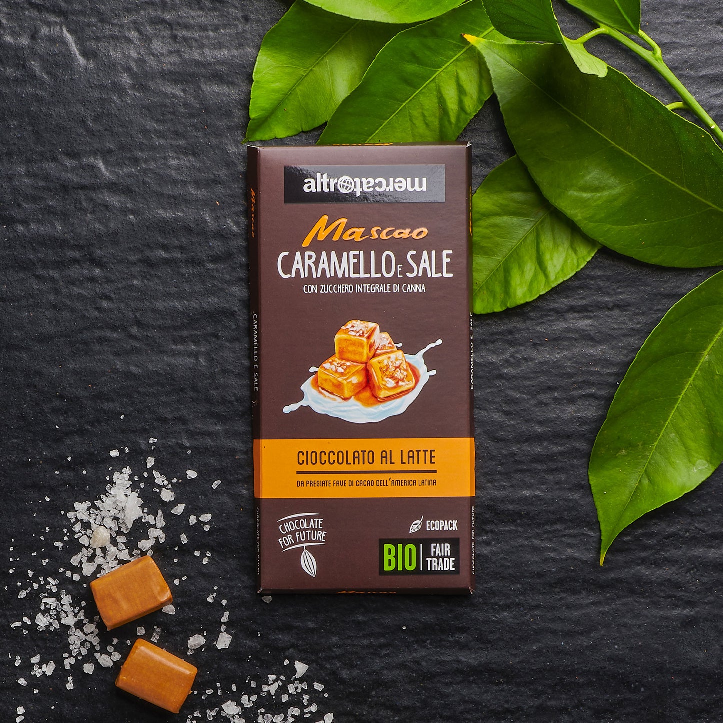 CIOCCOLATO MASCAO AL LATTE CON CARAMELLO E SALE - BIO | COD.5406 | 80 g
