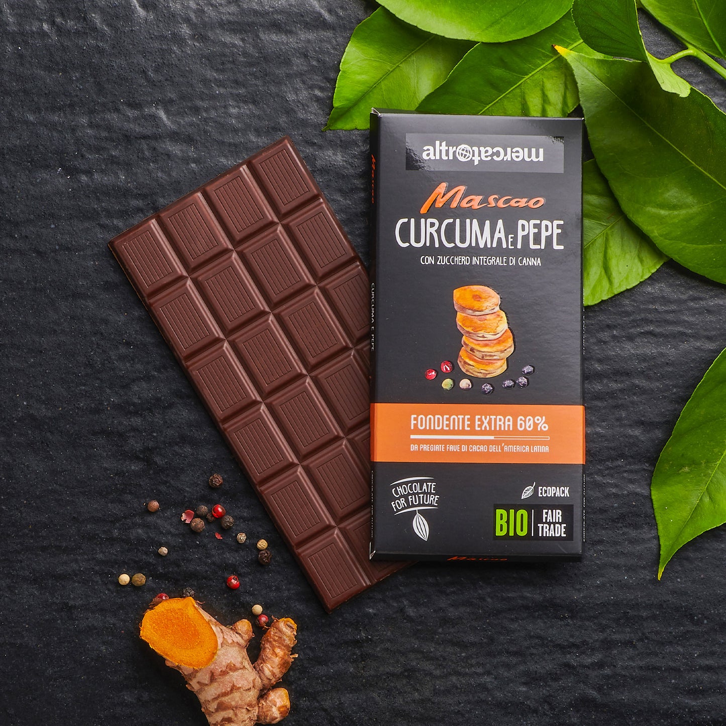 CIOCCOLATO MASCAO FONDENTE EXTRA CURCUMA E PEPE - BIO | COD. 1256 | 100 g