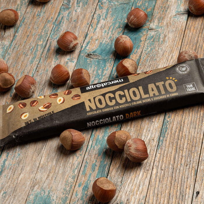 CIOCCOLATO NOCCIOLATO DARK GIANDUIA E NOCCIOLE INTERE | COD. 00001274 | 125 g