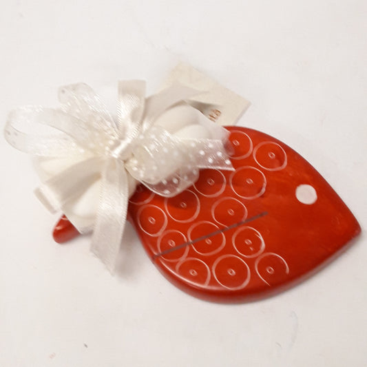 PORTAFOTO PESCIOLINO ROSSO IN PIETRA SAPONARIA | COD HUBAQKE00625