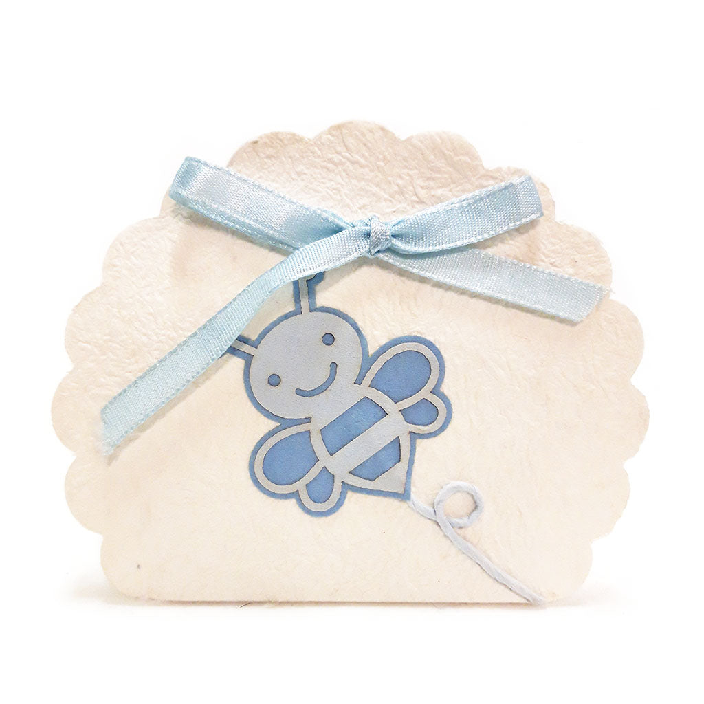 BOMBONIERE EQUOSOLIDALI | SCATOLINA BLUE BEE CARTA GELSO | COD 628