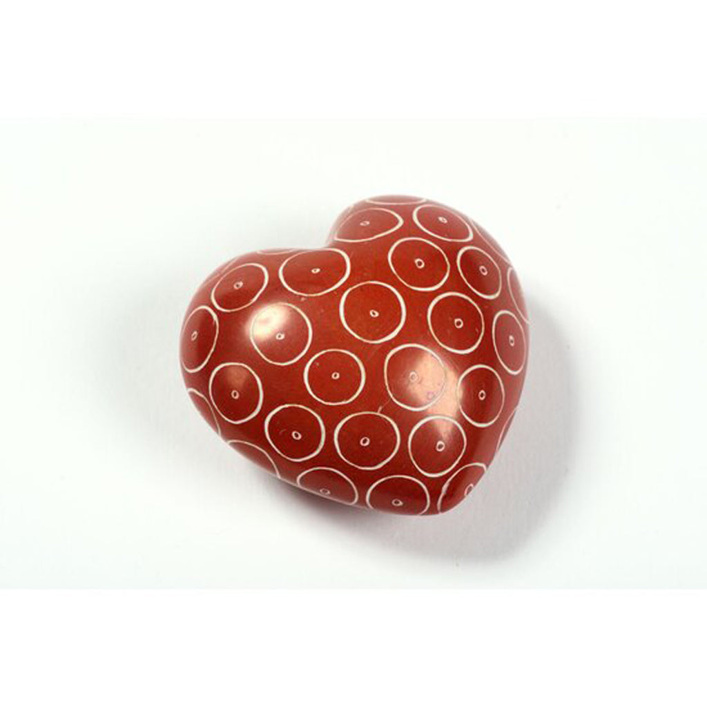 CUORE BOMBATO ROSSO IN PIETRA SAPONARIA | COD HUBAQKE0020616