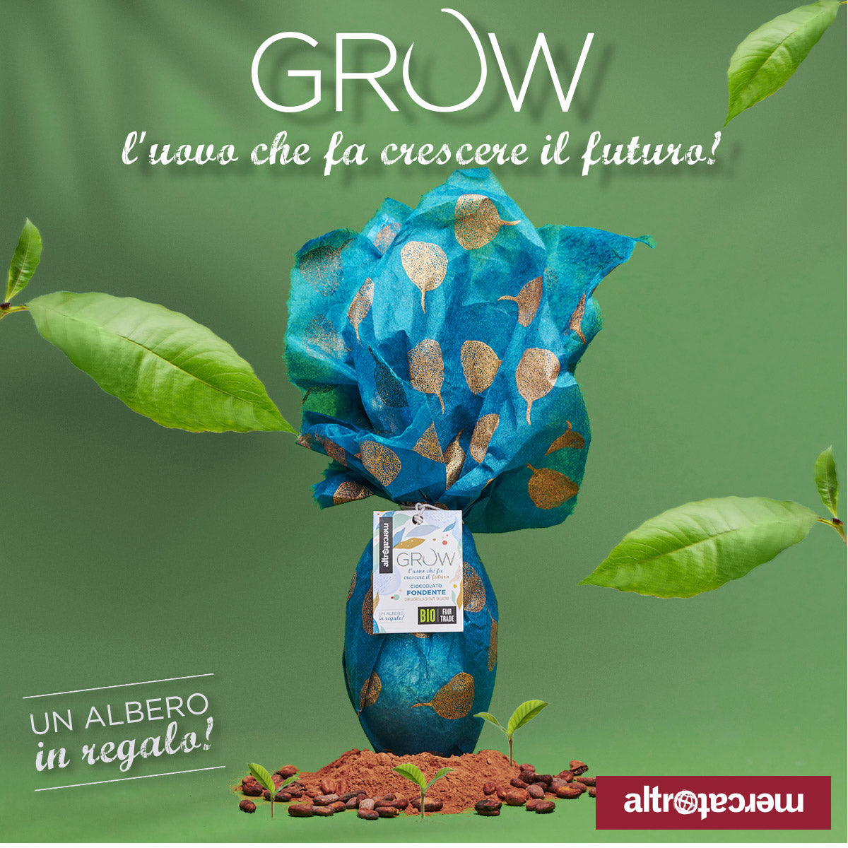Uovo Pasquale Equosolidale Grow cioccolato fondente biologico Altromercato