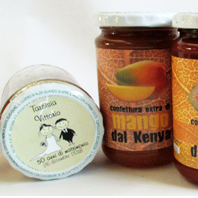 Bomboniera alimentare solidale marmellate dal Kenya con etichetta personalizzata Equomercato