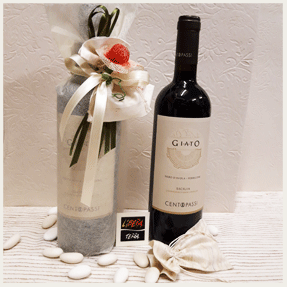 bomboniera solidale con il vino della Cantina Centopassi di Libera Terra Sicilia