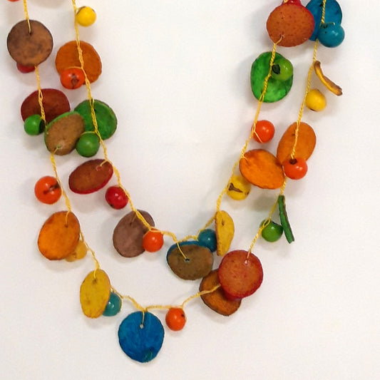 COLLANA BOTTONE ARANCIA E PERLINA LEGNO | COD ASS307