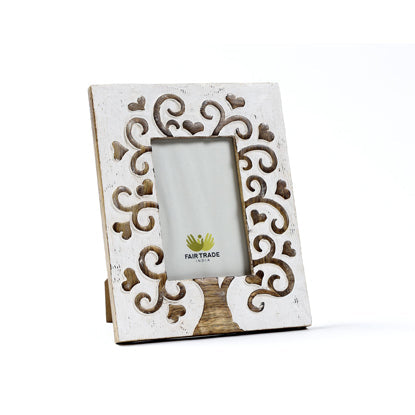 Garneck Cornice portafoto rotonda in legno, 12 cm, colore bianco Garneck Cornice portafoto rotonda in legno, 12 cm, colore bianco