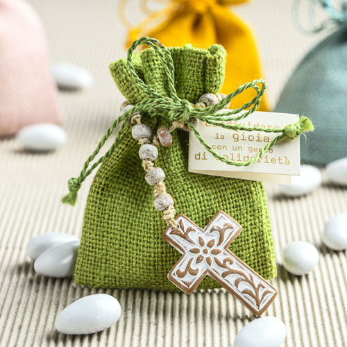 decina floreale in terracotta per bomboniera equo solidale comunione e cresima