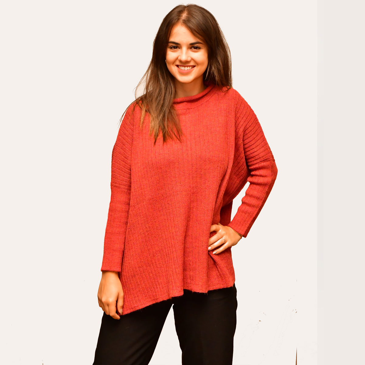 MAGLIA PONCHO ARDILLA IN ALPACA ROSSO | COD AGA06A0018
