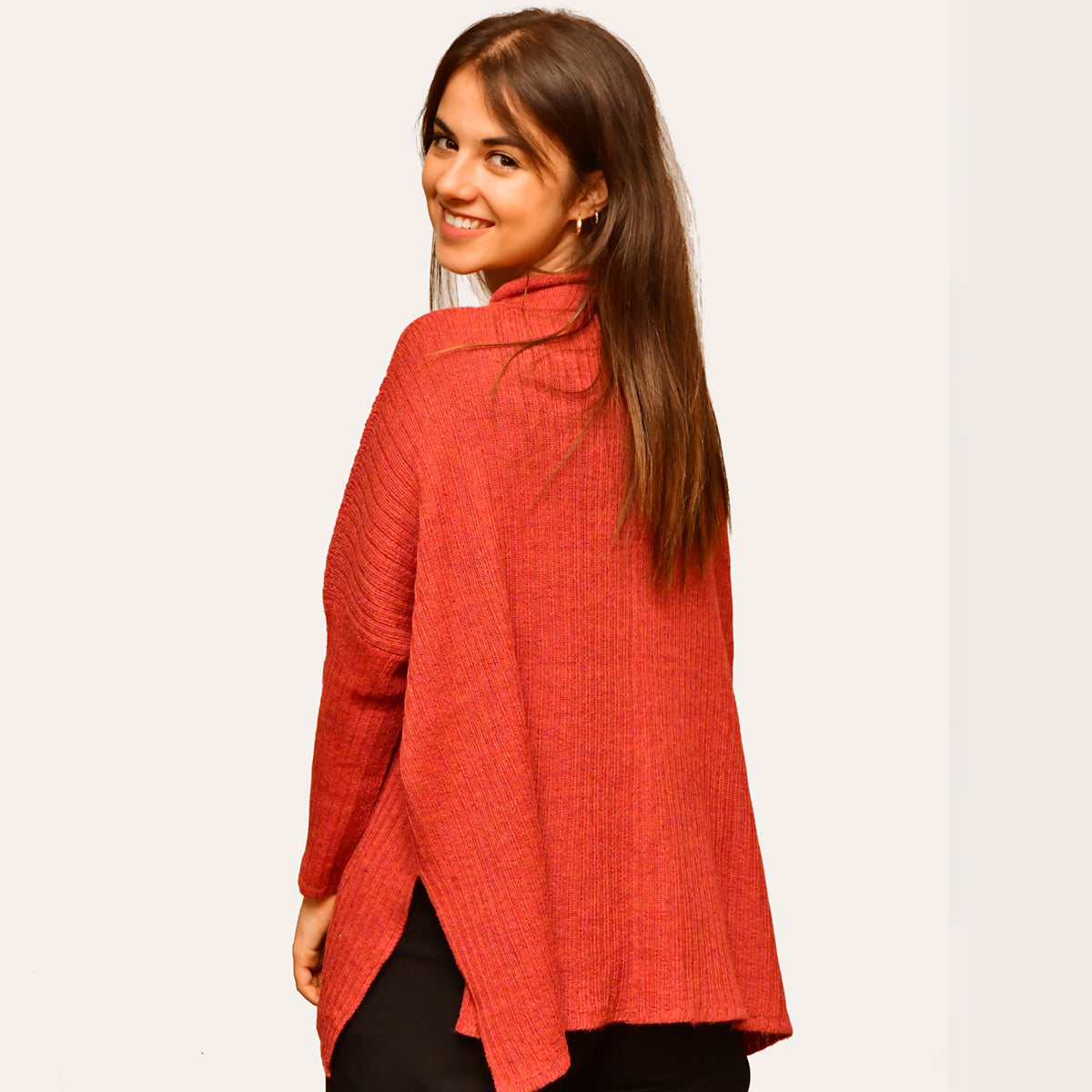 MAGLIA PONCHO ARDILLA IN ALPACA ROSSO | COD AGA06A0018