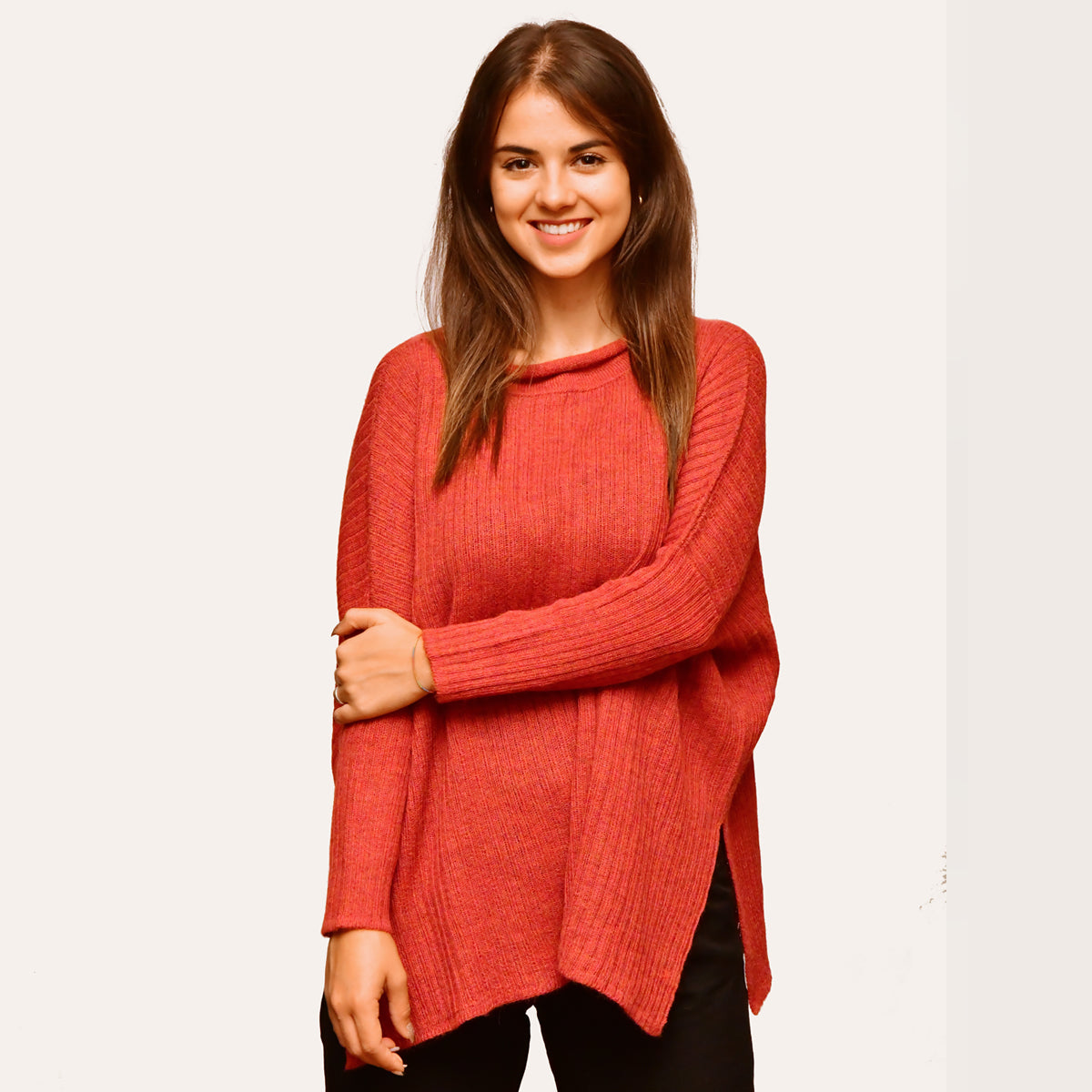 MAGLIA PONCHO ARDILLA IN ALPACA ROSSO | COD AGA06A0018