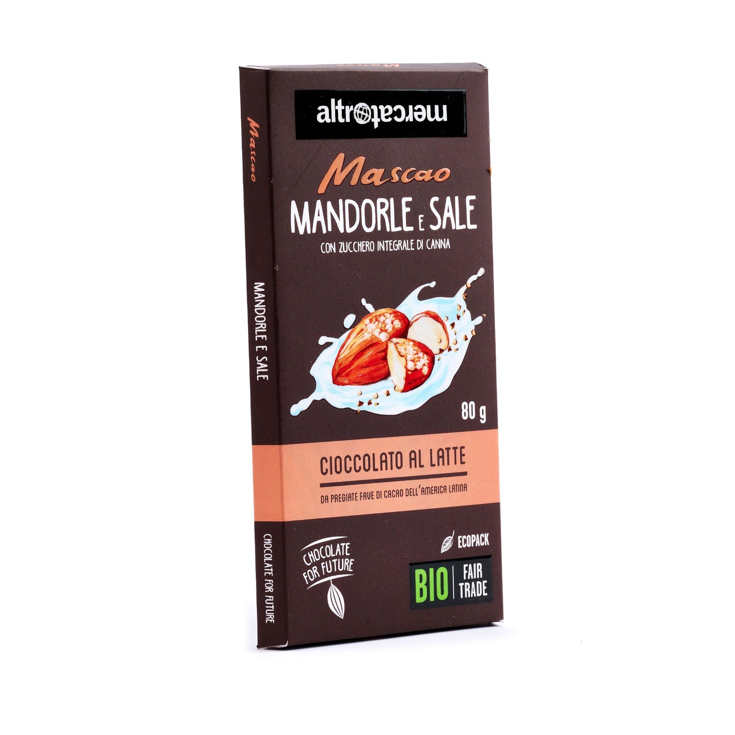 CIOCCOLATO MASCAO AL LATTE CON MANDORLE E SALE - BIO | COD. 5062 | 80 g
