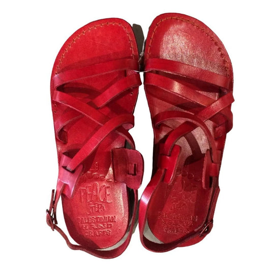 Sandali Hebron Rosso in cuoio dalla Palestina Progetto Peace Steps