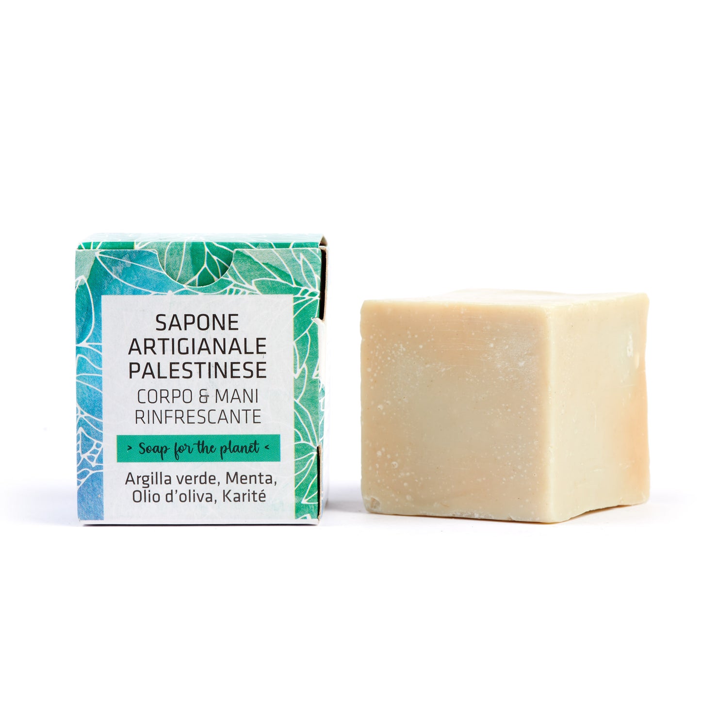 Sapone corpo e mani dalla Palestina argilla verde, menta, olio di oliva, Karitè