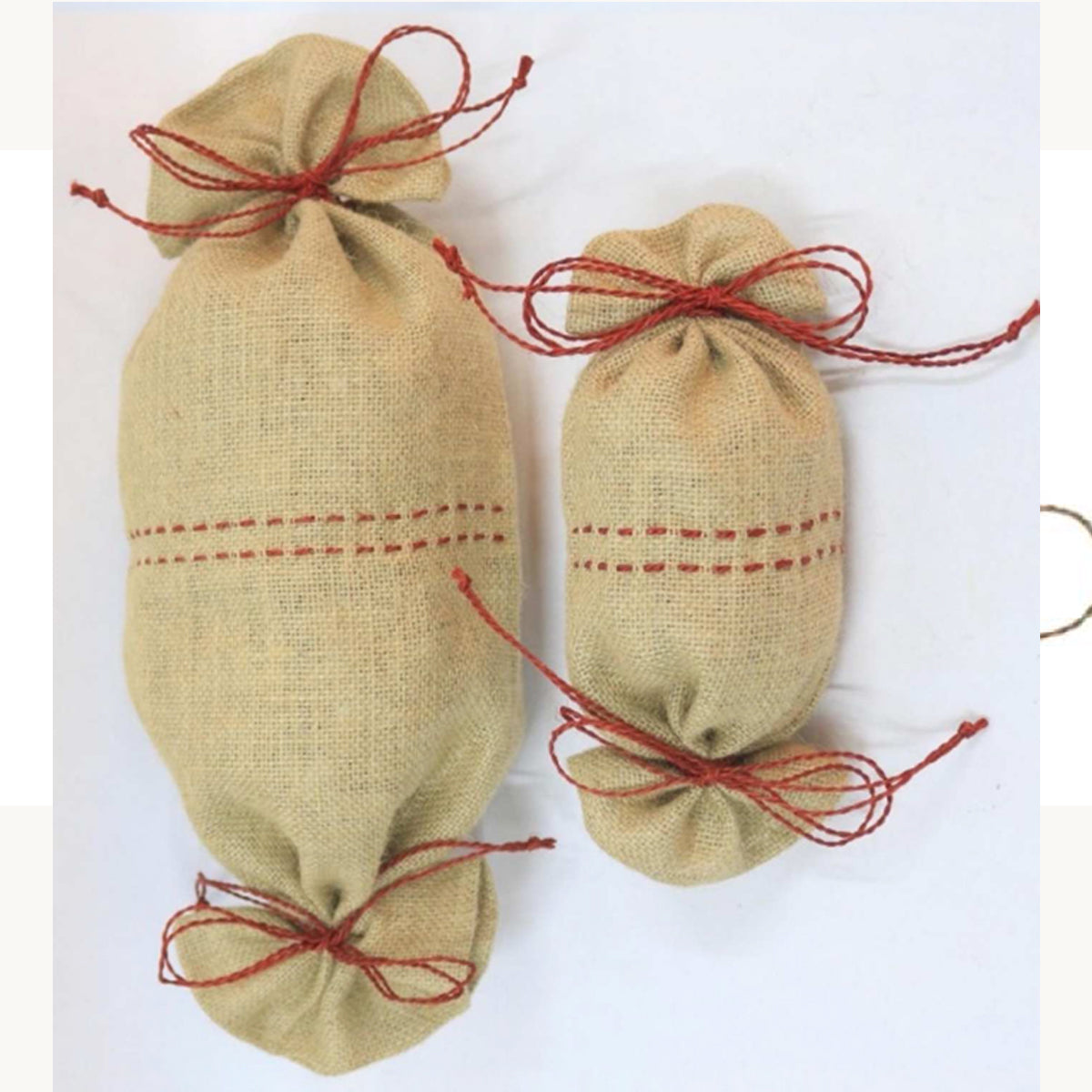SACCHETTO CARAMELLA PICCOLO JUTA NAT./SPAGO ROSSO | COD 295900