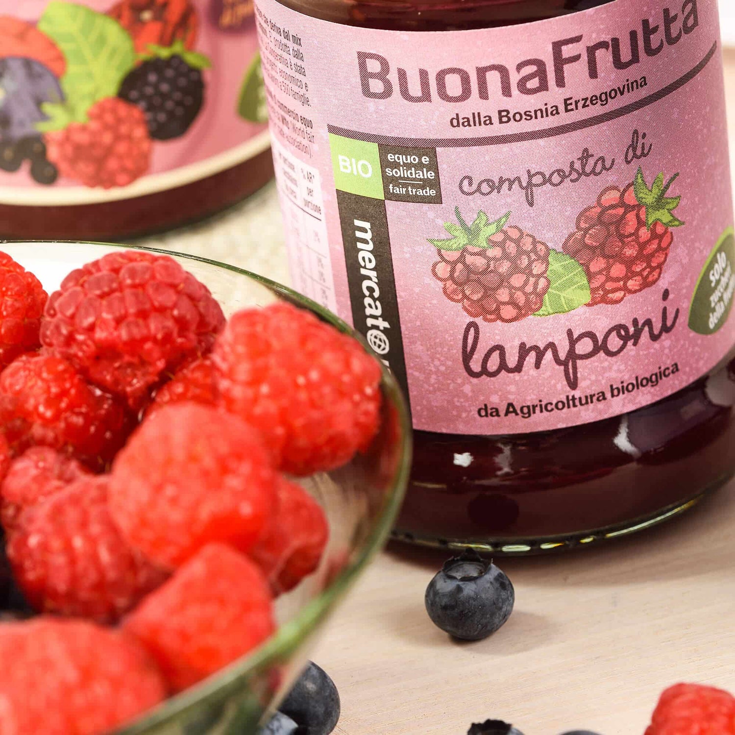 marmellata di lamponi biologica Equo solidale Bosnia Erzegovina