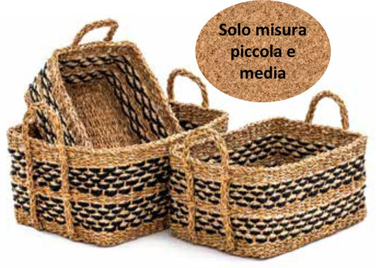 SET 2 CESTI TRECCIA A VASSOIO IN HOGLA E JUTA | COD. 6054