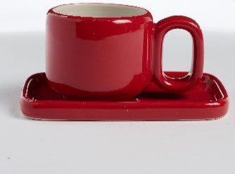 TAZZINA CAFFE MODERN ROSSA C/PIATTINO IN CERAMICA  | COD: 6110