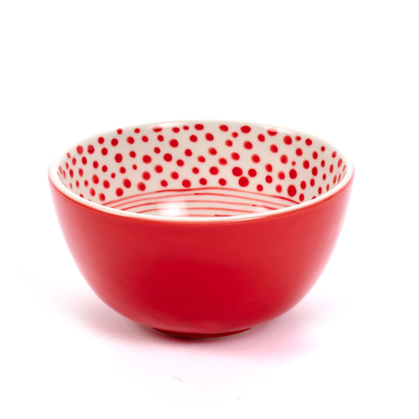 TERRINA MEDIA DOT-STRIPES ROSSO, CERAMICA  | COD 6990