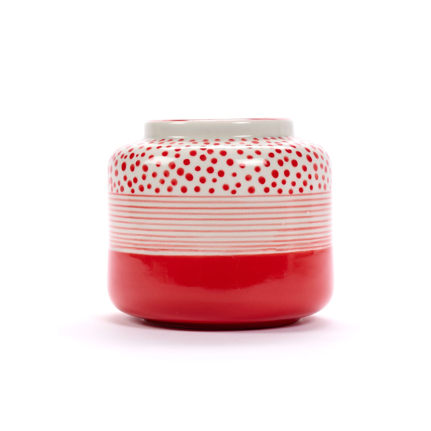 VASO PICCOLO DOT-STRIPES ROSSO, CERAMICA  | COD 6992