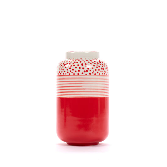 VASO MEDIO DOT-STRIPES ROSSO, CERAMICA  | COD 6993