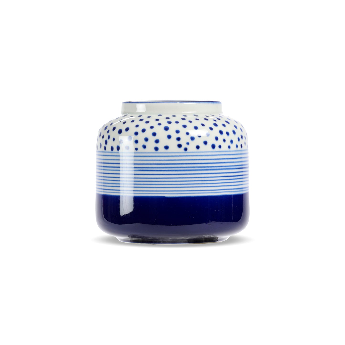 VASO PICCOLO DOT-STRIPES BLU CERAMICA | COD HUB00007735