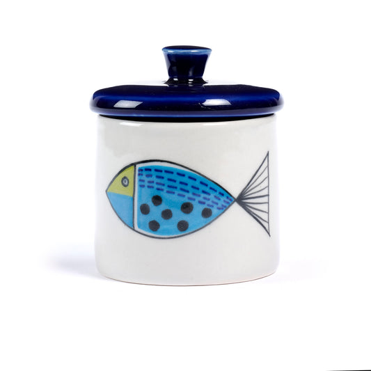 Barattolo artigianale in ceramica dipinta a mano KAA – contenitore cucina equosolidale