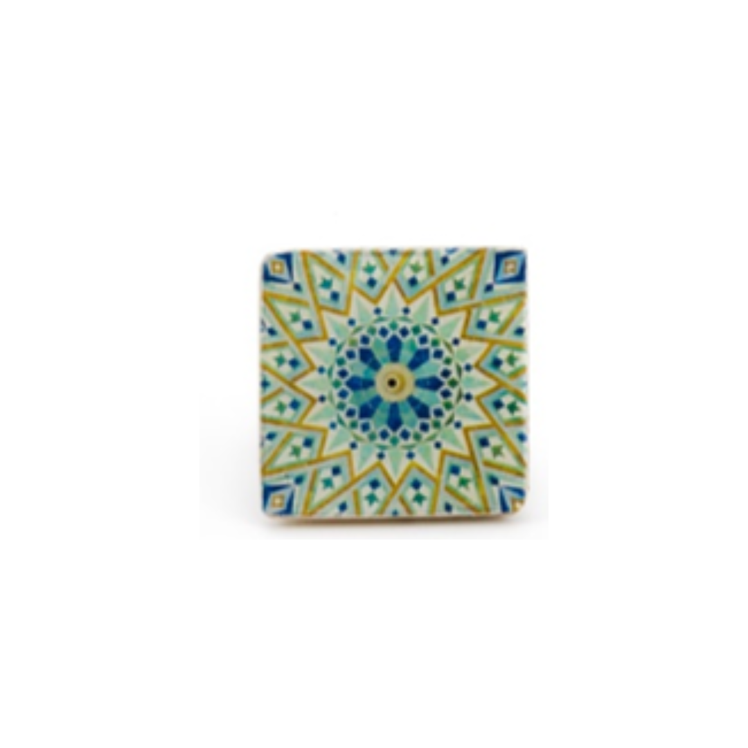 Anello quadrato ceramica Casablanca | Gioielli solidali Papital Gallery - Iran