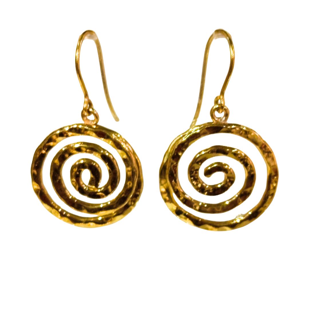 Orecchini Spirale in ottone color oro dalla Cambogia