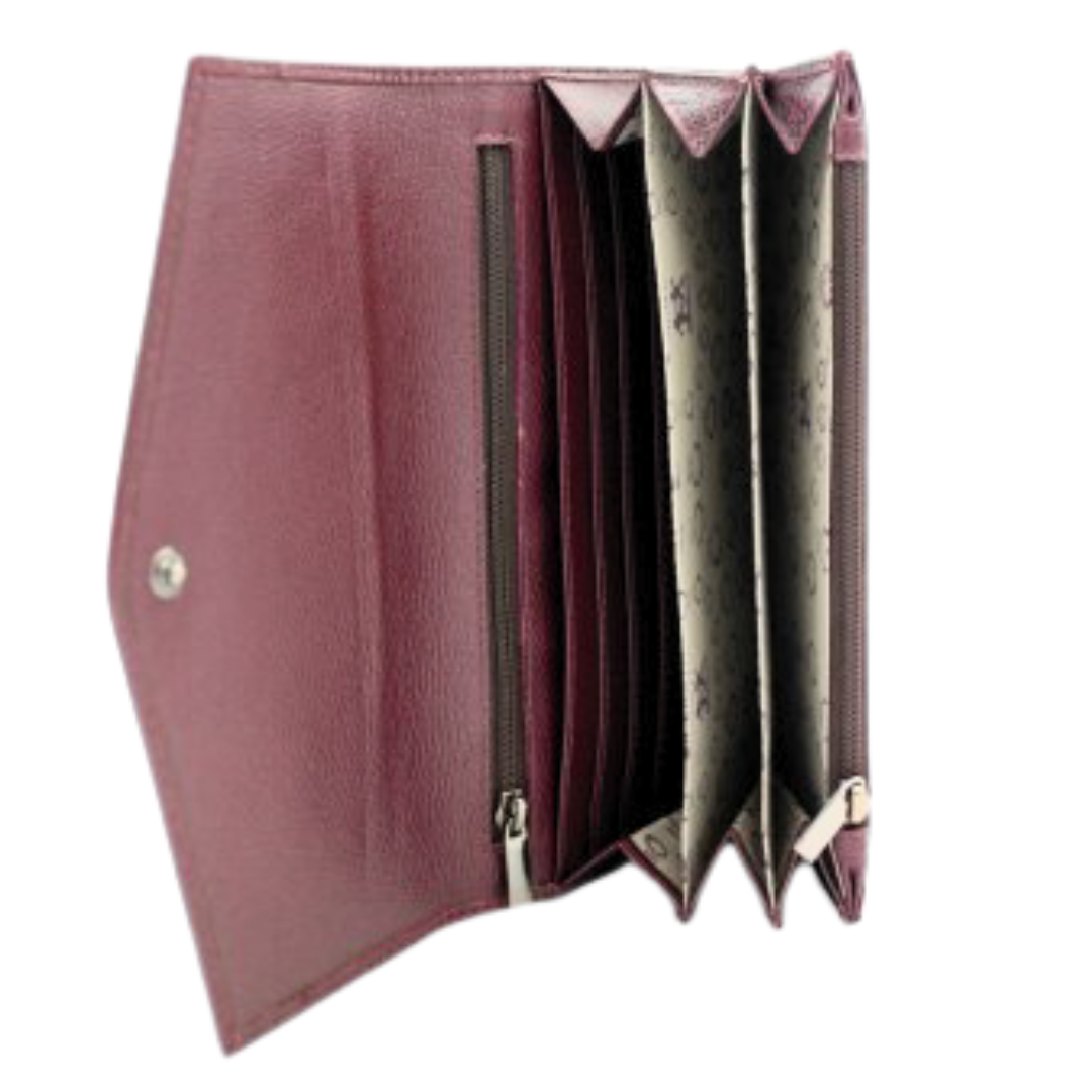 Portafoglio in pelle Betty prugna - collezione OnEarth | Artigianato  equosolidale India