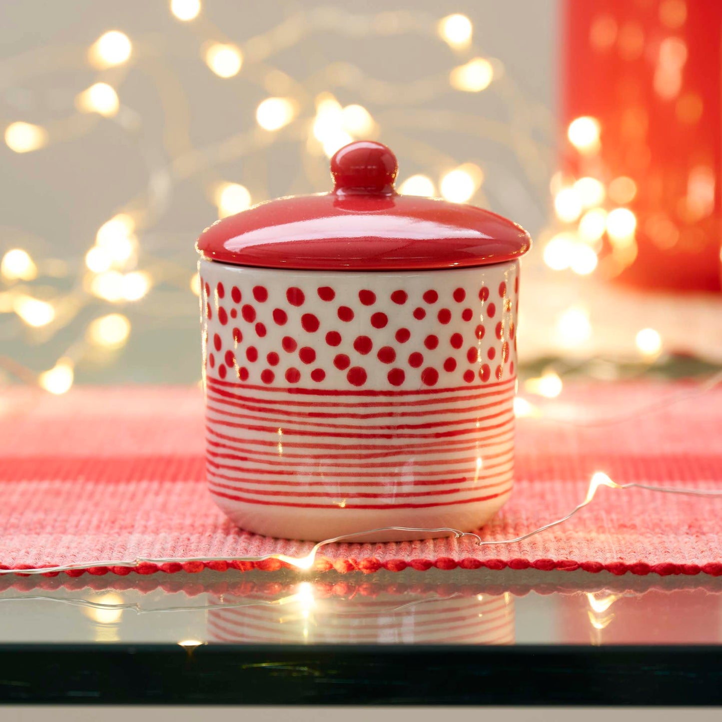 BARATTOLINO DOT-STRIPES ROSSO, CERAMICA  | COD 6984