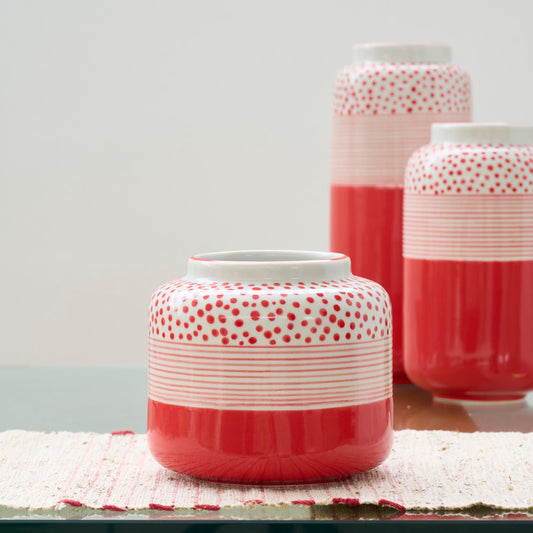 VASO PICCOLO DOT-STRIPES ROSSO, CERAMICA  | COD 6992