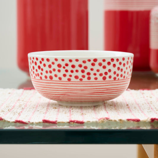 CIOTOLA MEDIA DOT-STRIPES ROSSO, CERAMICA  | COD 6989