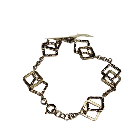 Bracciale ottone piccoli rombi colore argento | Bijoux solidali