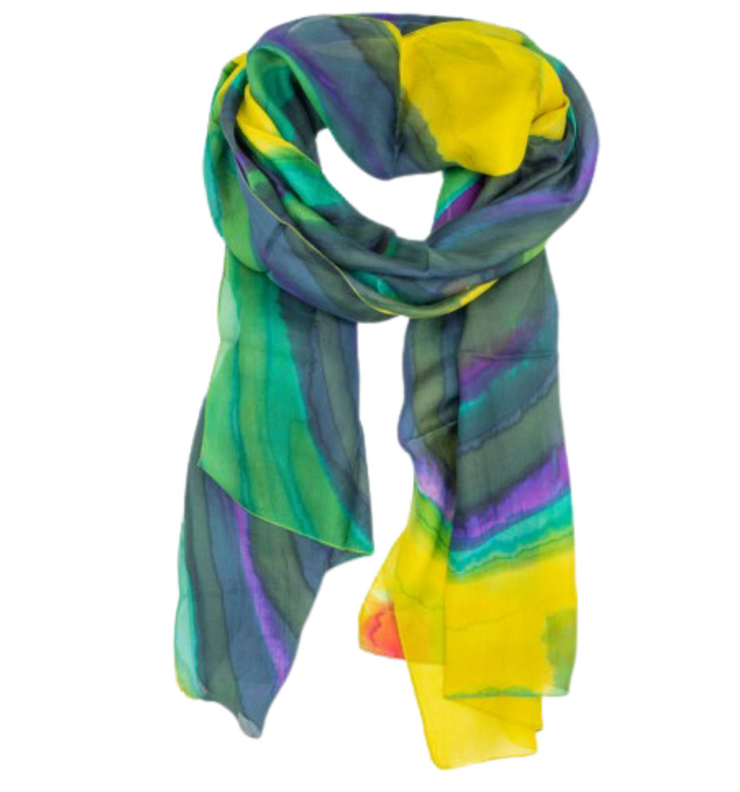 STOLA IN SETA METEORA GIALLO VERDE| COD HUBEQ8074995