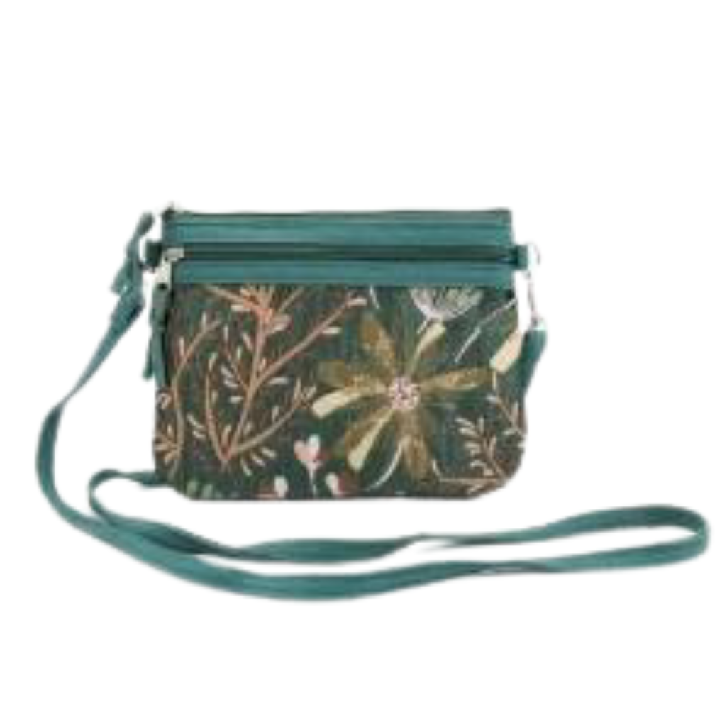 Mini borsa due tasche Fiori Verdi | Artigianato Vietnamita&nbsp;