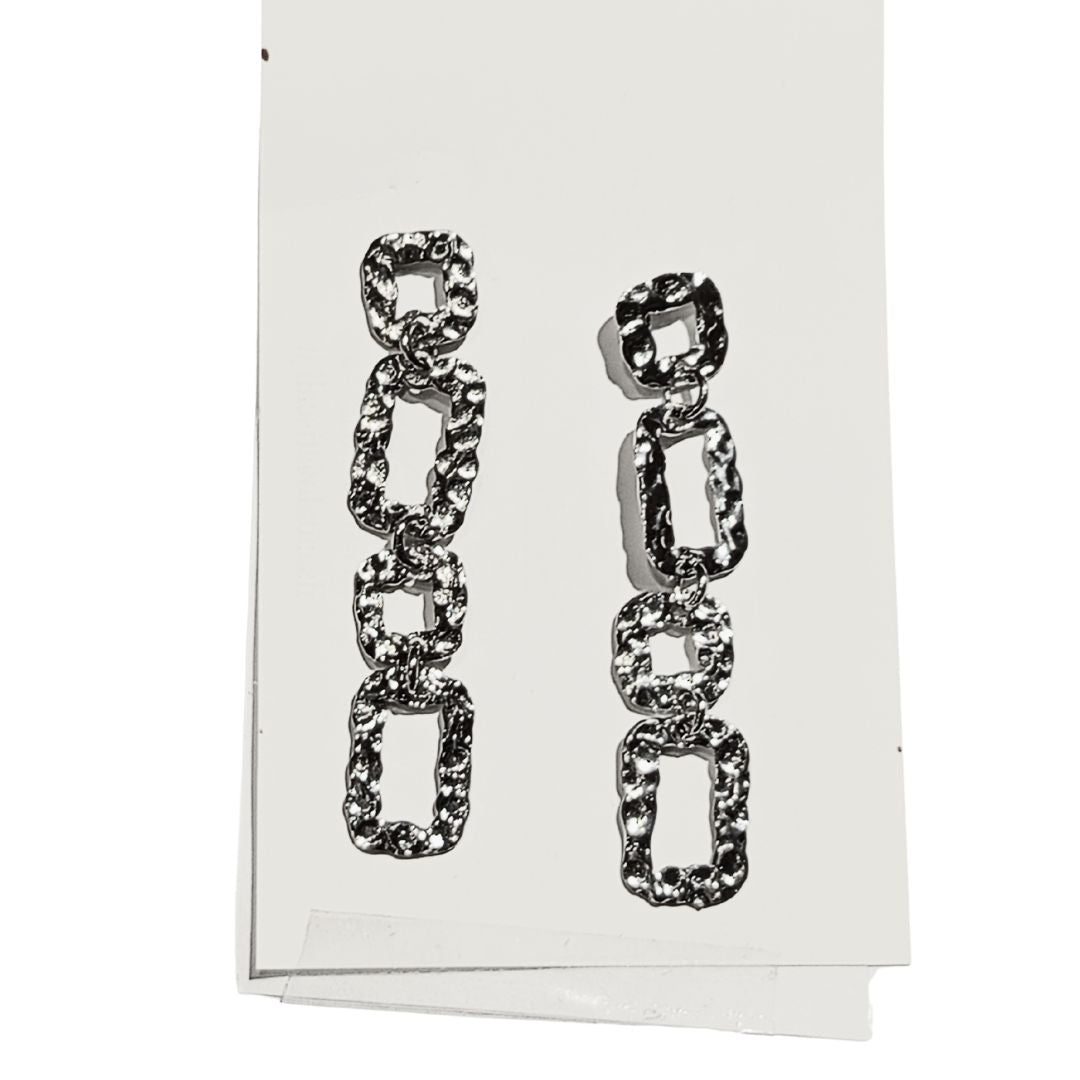 Orecchini in ottone Metal Txture silver - Cambogia | Bijoux solidali