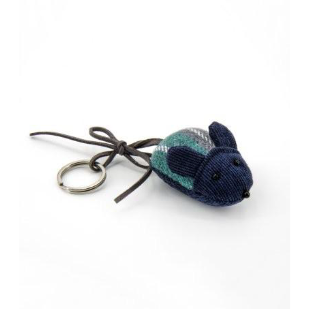 Portachiavi Topo Lumberjack in tweed e velluto | Craftbeauty Artigianato Vietnamita&nbsp;